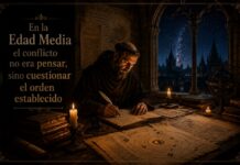 Hubo una etapa en la historia en que pensar no era seguro Un estudioso medieval trabaja entre manuscritos y mapas astronómicos mientras una nueva comprensión del universo comienza a emerger silenciosamente entre el orden intelectual de su tiempo.
