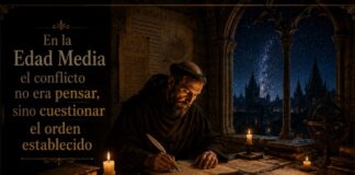 Hubo una etapa en la historia en que pensar no era seguro Un estudioso medieval trabaja entre manuscritos y mapas astronómicos mientras una nueva comprensión del universo comienza a emerger silenciosamente entre el orden intelectual de su tiempo.