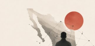 La sociología del crimen: otra manera de comprender el poder del crimen organizado en México Mapa conceptual de México con una figura humana y una red de conexiones que representa el estudio sociológico del crimen organizado.